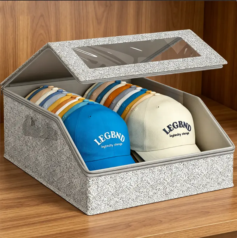 Large Stackable Hat Storage Boxes - Classic Baseball Cap Organizer, Wardrobe Home Storage Solution, Men's Gift Option organizing