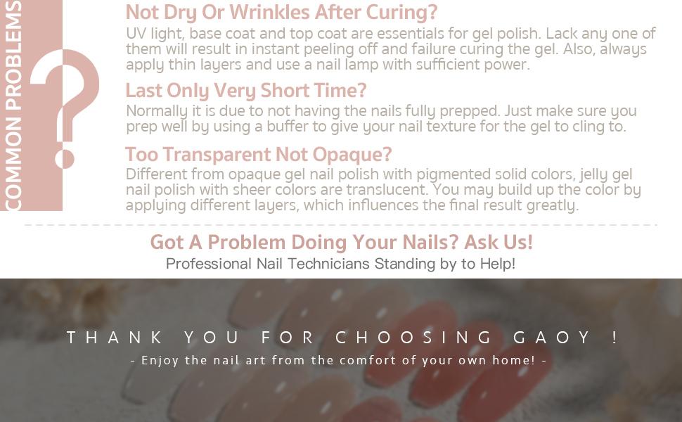 GAOY Milky Pink Jelly Nude Gel Nail Polish Set, 6 Transparent Colors Sheer White Soak Off UV Light Cure Gel Polish Kit for Salon and Nail Art DIY at Home