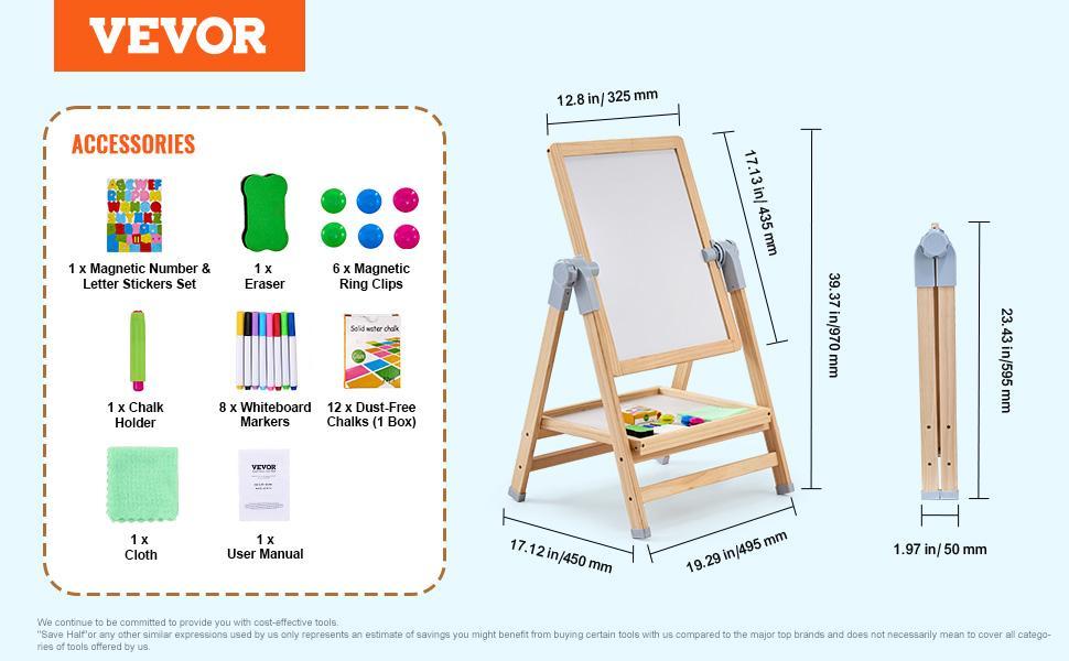 VEVOR 2-in-1 Kids Art Easel Double-Sided Wooden Magnetic Whiteboard Chalkboard,Christmas gift VEVOR 2-in-1 Kids Art Easel Double-Sided Wooden Magnetic Whiteboard Chalkboard,Christmas gift