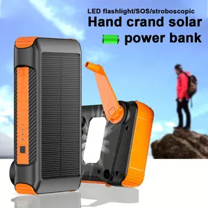 40000 mAh Solar Charger Power Bank with Wireless Charging 4 Cables 6 Outputs 15Watts Fast Charging 3 Inputs Solar Portable Charger Flashlight Carabiner for All Mobile Devices