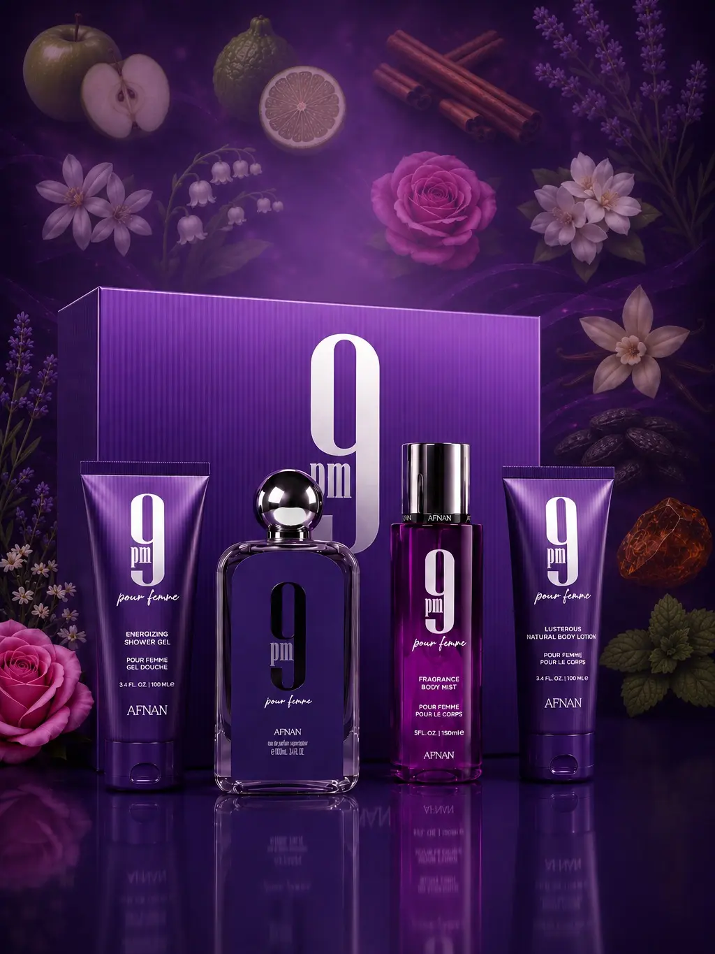 Afnan - 9PM 3.4 EDP L + 3.4SG + 3.4BL + 5.0 BODY MIST - GIFT SET LADIES