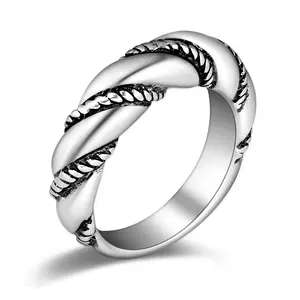 Mytys Croissant Statement Rings for Women Wire Intertwined Design Cocktail Rings Jewelry Gift Marquise Wedding Bands Titanium Wedding Band
