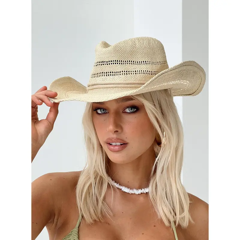 Khaki Color Straw Hat Minimalist Literary Sun Hat Summer  display picture 2