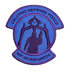 Calypso Defense Force "Not On Our Watch" Patch Helldivers Inspired Embroidered Patch 4.77" x 4.98" Rich Purples & Blues for Tactical Gear Jackets Backpacks Cosplay Collector Displays
