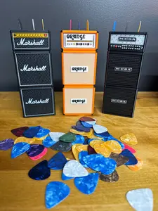 Mini Full Stack Amp Guitar Holder - Holds 11 Picks With Additional Storage