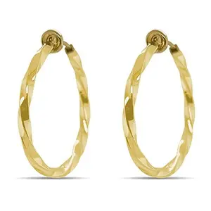 Gold Twisted Spring Clip On Hoop Earrings