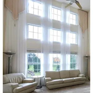 Extra Long Sheer Voile Curtain Sheer Voile with Pocket top (1 Panel) Custom Made (White, 15 ft)，Curtain