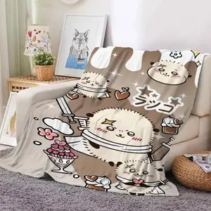 Kawaii Cute Chiikawa Hachiware Usagi Flannel Blanket - Premium Flannel Material Super Soft Warm Winter Throw for Students Bedroom Couch Camping Office Nap Mother's Day Valentine's Day Birthday Gift