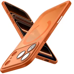 Magnetic Case for iPhone 17 Pro Max 17Pro 17 Air 17 Compatible with MagSafe, Shockproof Protection Slim Phone Cover Protector, Matte Translucent Back (Orange)