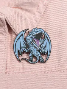 Yu-Gi-Oh Blue-Eyes White Drago Enamel Pin Cartoon Anime Game Periphery Metal Brooch Lapel Backpack Badge Fashion Jewelry Accessories Gift for Friends Jewellery