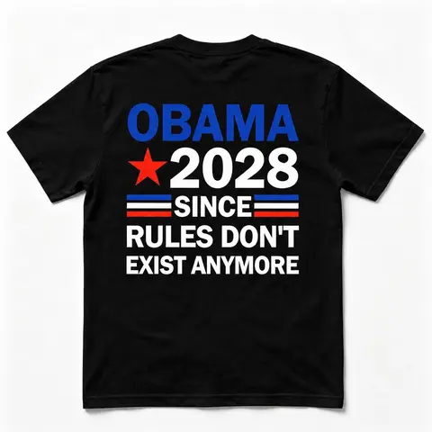 Men's Cotton Plain Soft Stripe "2028: The Rules No Longer Exist" Political Meme Funny Shirts - Round Neck Short-Sleeve Back Print Streetwear Casual Menswear Tee