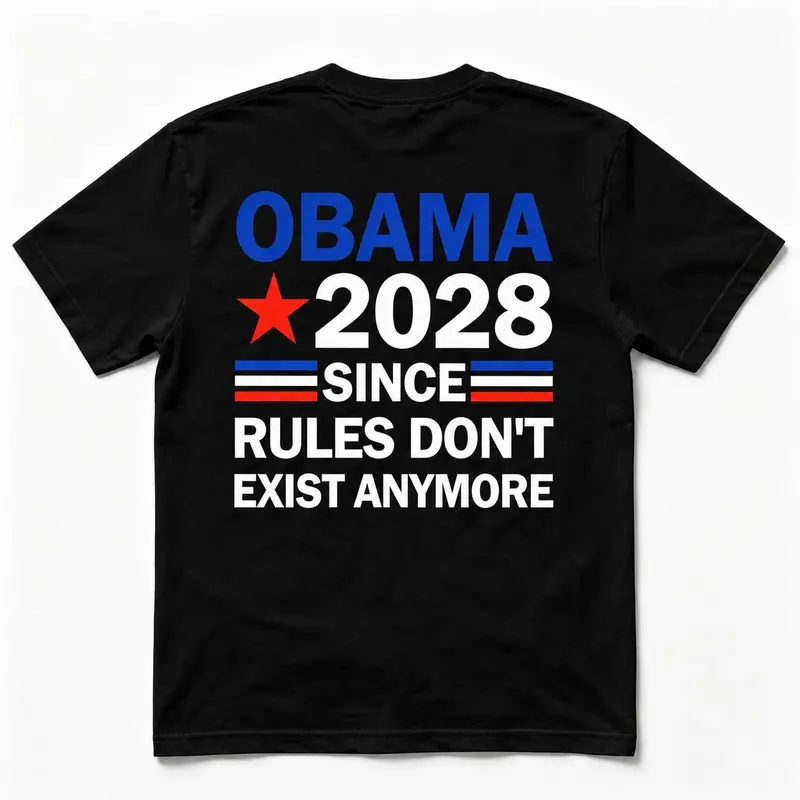 Men's Cotton Plain Soft Stripe "2028: The Rules No Longer Exist" Political Meme Funny Shirts - Round Neck Short-Sleeve Back Print Streetwear Casual Menswear Tee