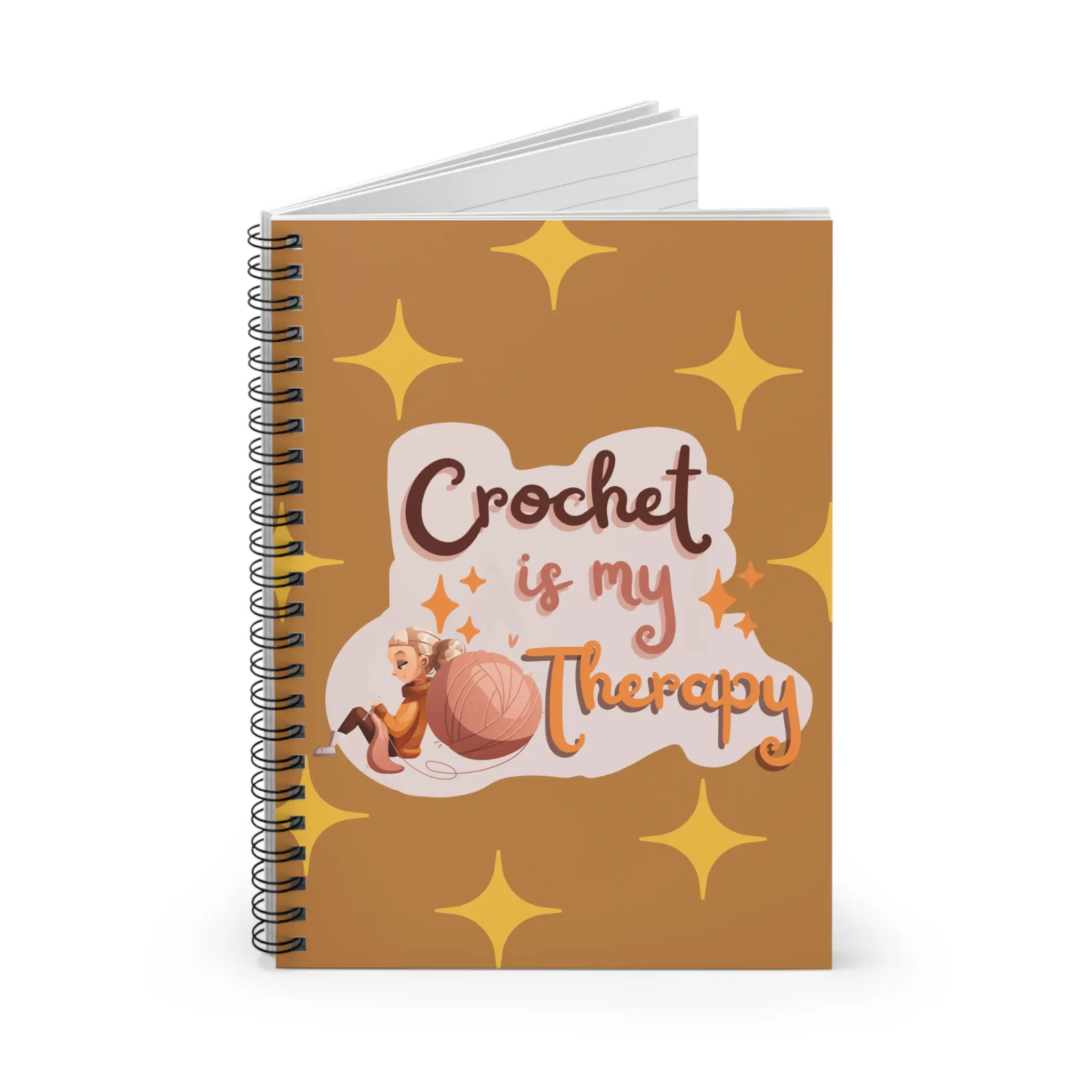 "Crochet is Therapy" Perfect Crochet Companion: WIP Notebook for Tracking Your Projects, Crochet Notebook, WIP Tracker, Crocheters Of TikTok, Yarn Life, Spiral Notebook - Ruled Line