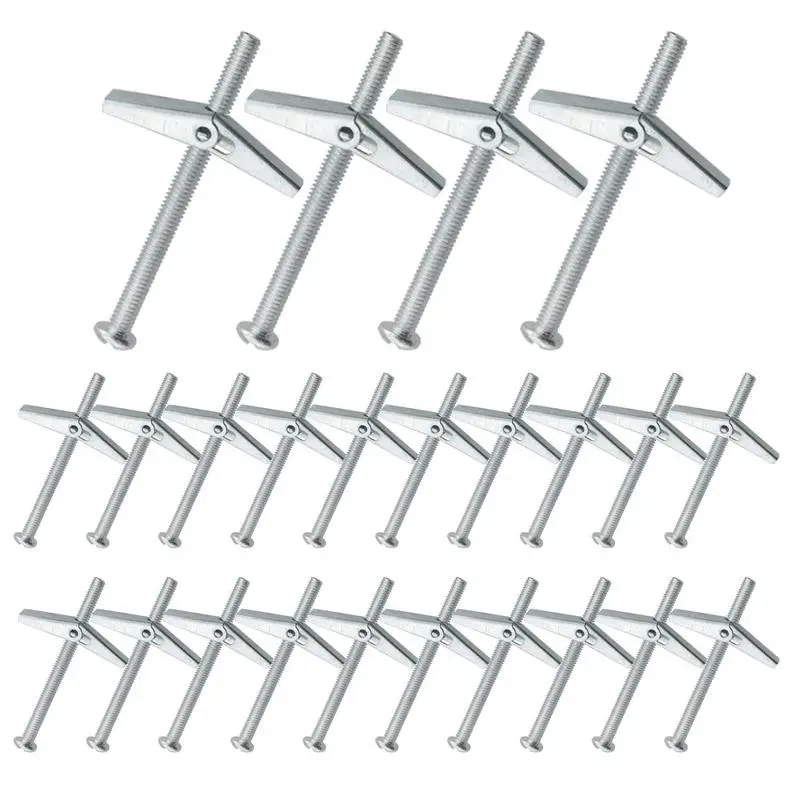28 PCS Heavy Duty Steel Toggle Bolt Anchor Assortment Kit - M4, M5, M6 Metric Spring Toggle Screws for Drywall, Hollow Block, and Plaster Walls Drywall Anchors Screws Heavy Duty Fastening (Butterfly Orchid Clip)