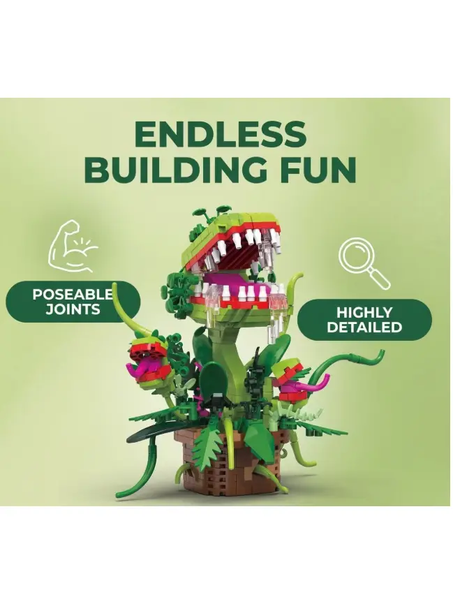 Horror Style Carnivorous Plant Building Kit, Creative Decor Bricks for Teens & Adults