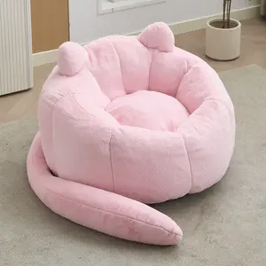 Compression Bean Bag Sofa – Lotus & Cat Shape, No Assembly, High-Density Memory Foam, Anti-Fouling Faux Fur, for Living Room Bedroom