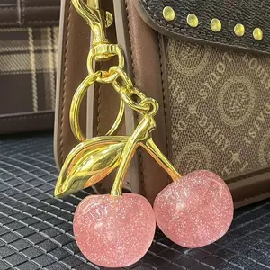 Keychain Cherry Bag Charms Purse, Cute Women's Keychains - Car Keyrings Leather Handbags, Adorable Add-ons for Your Essentials, Anniversary Wedding Gift