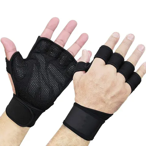 Non-slip Breathable Sports Gloves with Built-in Wrist Strap, 1 Pair Gym Workout Gloves, Fitness Accessories, Workout Accessory, Cross-training, Hand Support and Weigh Lifting Gloves