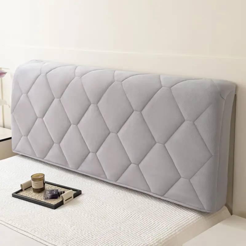Diamond Pattern Milk Velvet Full Cover Bed Headrest Protector, Thickened Cotton Padding, Modern Design Leather Bed, Thin Bed Head Cover