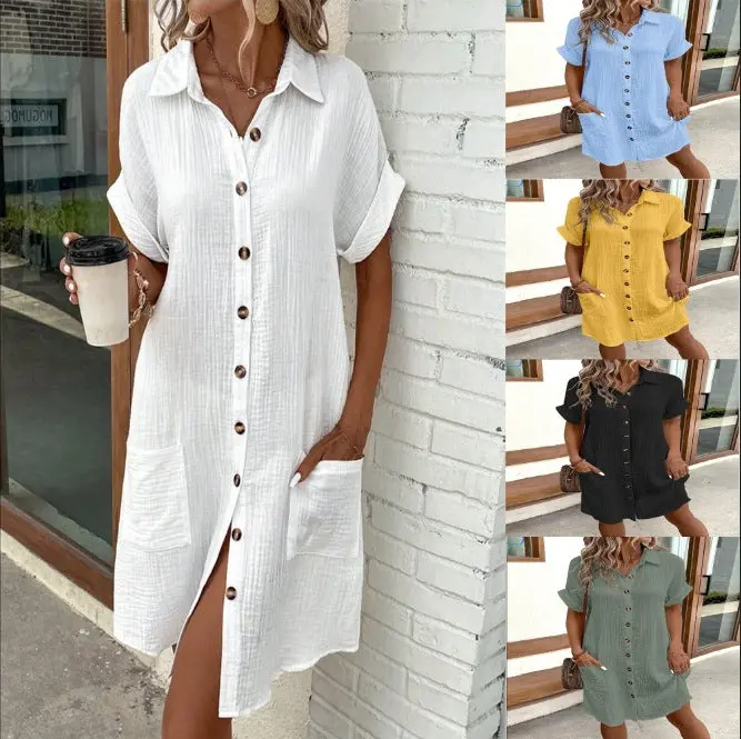Fleur Short-Sleeve Shirt Dress