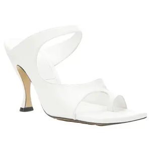 Pre-owned Bottega Veneta Women's Bottega Veneta Mule optic crunch leather square toe sandal by Rebag