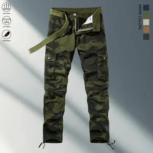 Men’s casual camouflage pants with multifunctional pockets at the sides and waist, suitable for outdoor sports, work, and everyday casual wear; ideal as a gift.
