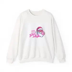 Pink Bubblegum Santa Sweatshirt | Retro Neon Holiday Graphic
