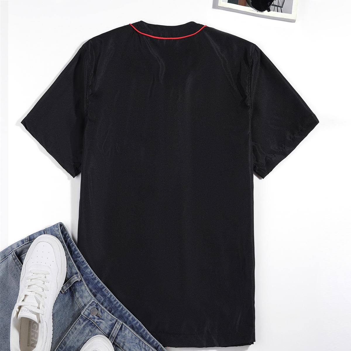 Men's shirt, short-sleeve casual button-down, men's summer baseball jersey, simple shirt for daily wear in spring and autumn.