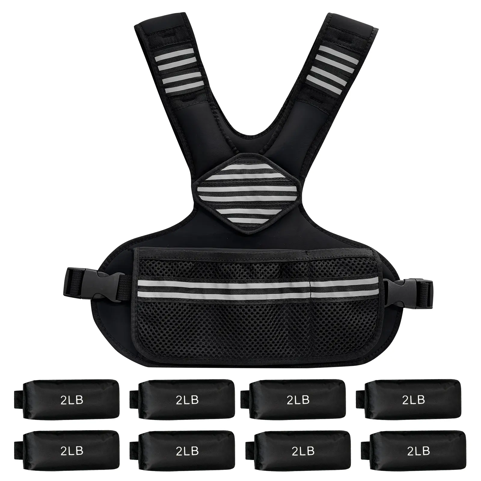 Adjustable Weighted Vest for Strength Training – Heavy Duty Design – Removable Sandbags – Reflective Strips – Large Pockets – For Men & Women – Ideal for Running, Walking, Home Gym, Workout Equipment