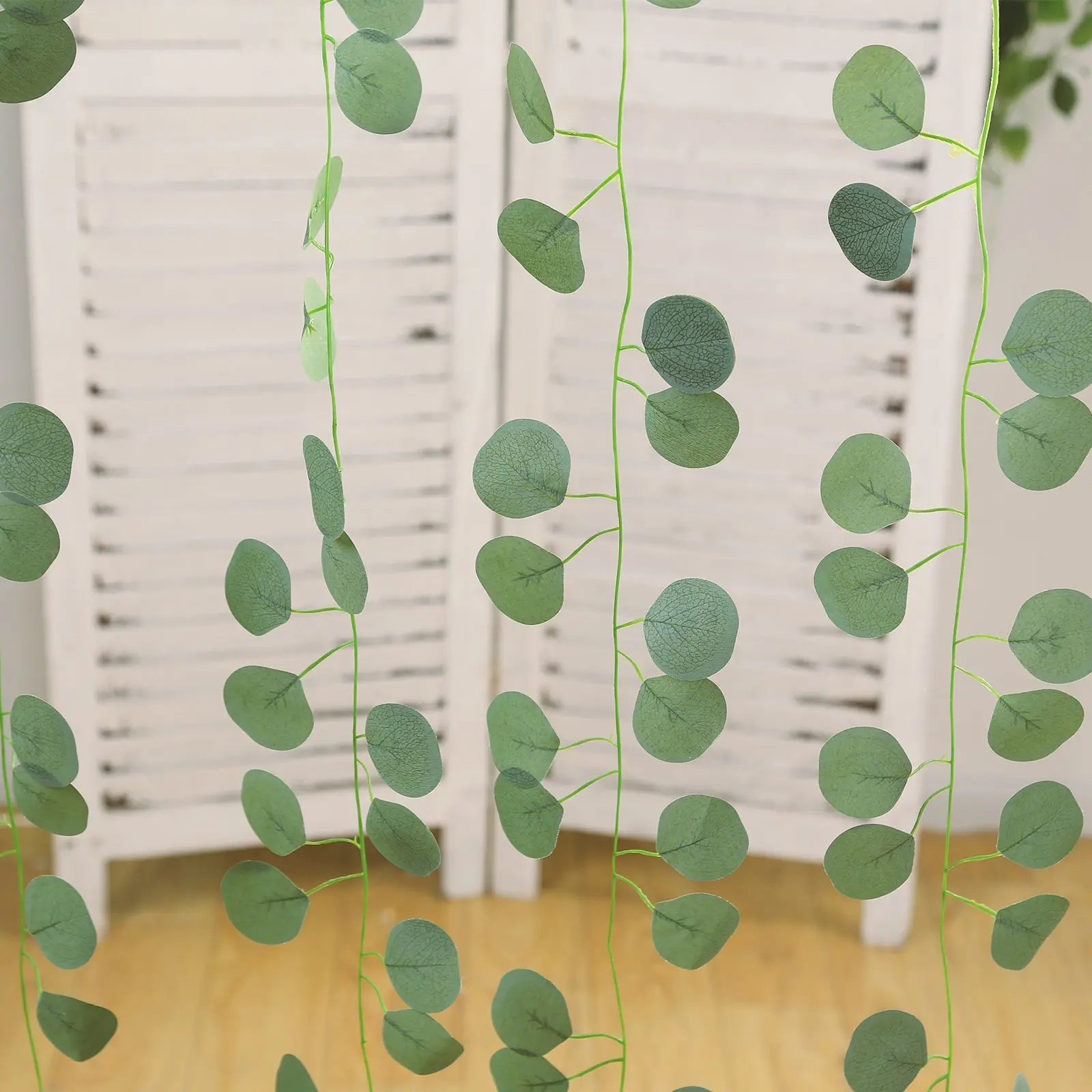Bulk Pack 12-Pack Artificial Faux Greenery Eucalyptus Garland Vines - Synthetic Silk Long-Lasting Botanical Decor, 6.5 ft Home & Wedding Decorative Vines, 6.5 Ft Length