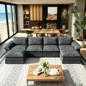 【#TikTokShopDealsforYouDays】【2 Packages Shipping】118Inch Modular Couch Sectionals with Ottoman,Big Comfy Cloud Couches,L Shaped  Modular Sectional Sofa,Modern Cloud Sectional Couches for Living Room,Deep Seat Sofa oversized