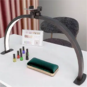 29In 40W Half Moon Light,Nail & Tattoo Beauty Station Lamp with Phone Holder,Nail Desk Lamp for Tattooing/Eyebrow Shaping(Black)