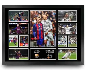 CRISTIANO RONALDO & LIONEL MESSI SIGNED PHOTO LIMITED EDITION No No Framed MEMORABILIA