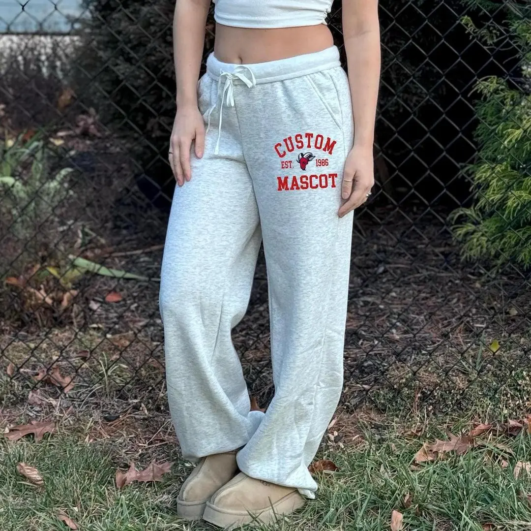 Custom College, Team, Super Soft Mascot Straight Leg Sweatpants Pants, Game Day, Bed Party, Lounge, Wear Gift Custom Text, Your Text