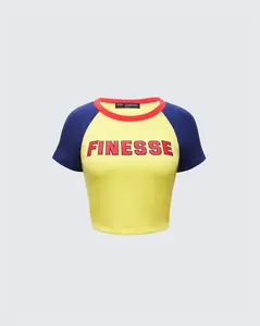 Amber Yellow Jersey Graphic Top