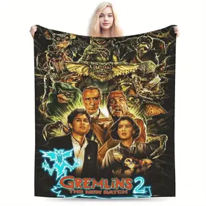 Gremlins themed printed flannel blanket - soft, warm and lightweight, all-season use, suitable for sofa, bed, office, travel, holiday gifts