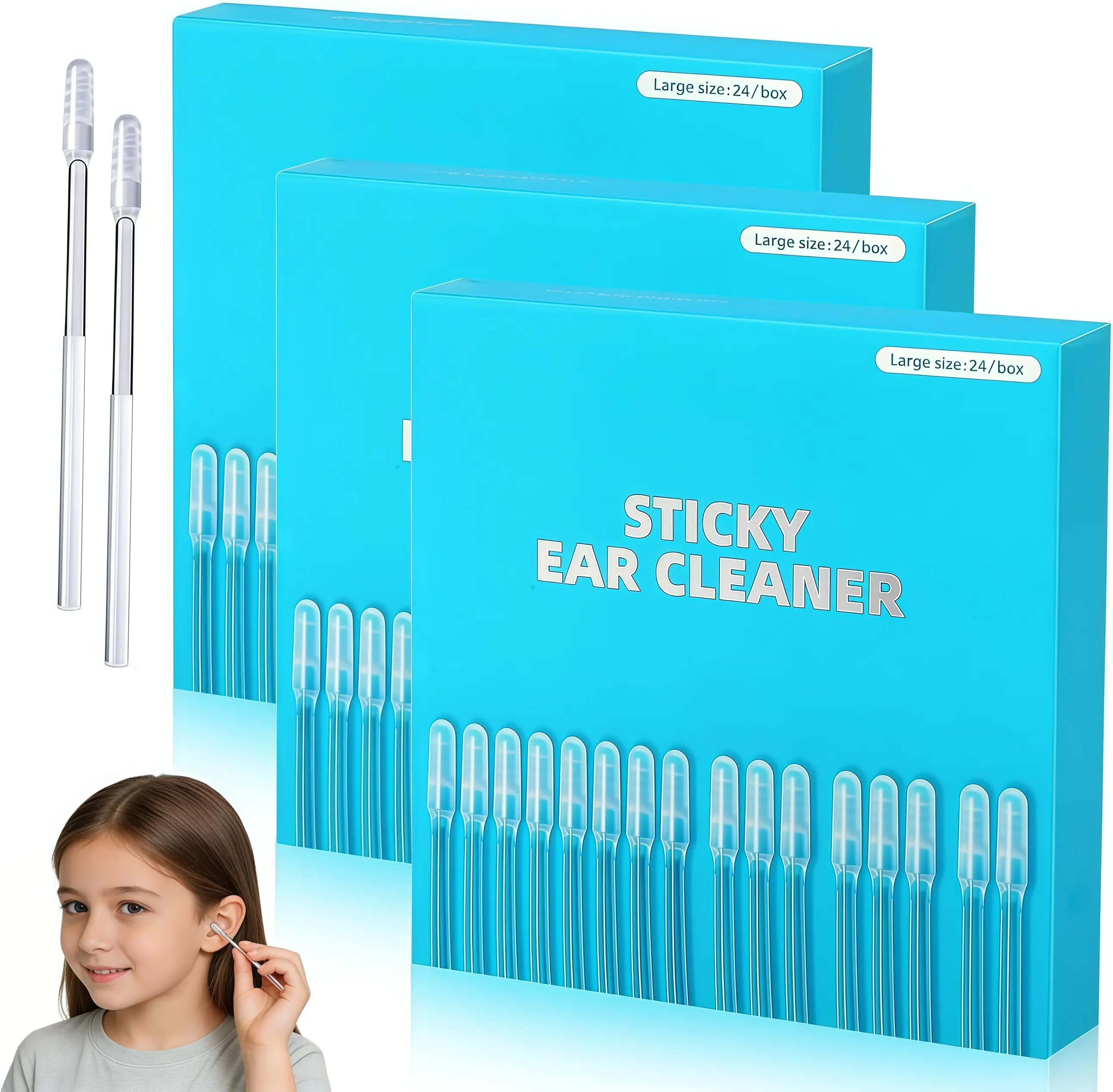 72 Pcs Earwax Removal Adhesive Swabs,ear cleaner sticky pick, sticky ear cleaning stick,gentle ear wax removal,Ear Wax Removal Tool & Ear Cleaning Tool Kit, with Gentle Removal Stick for All Ages (Single Head)