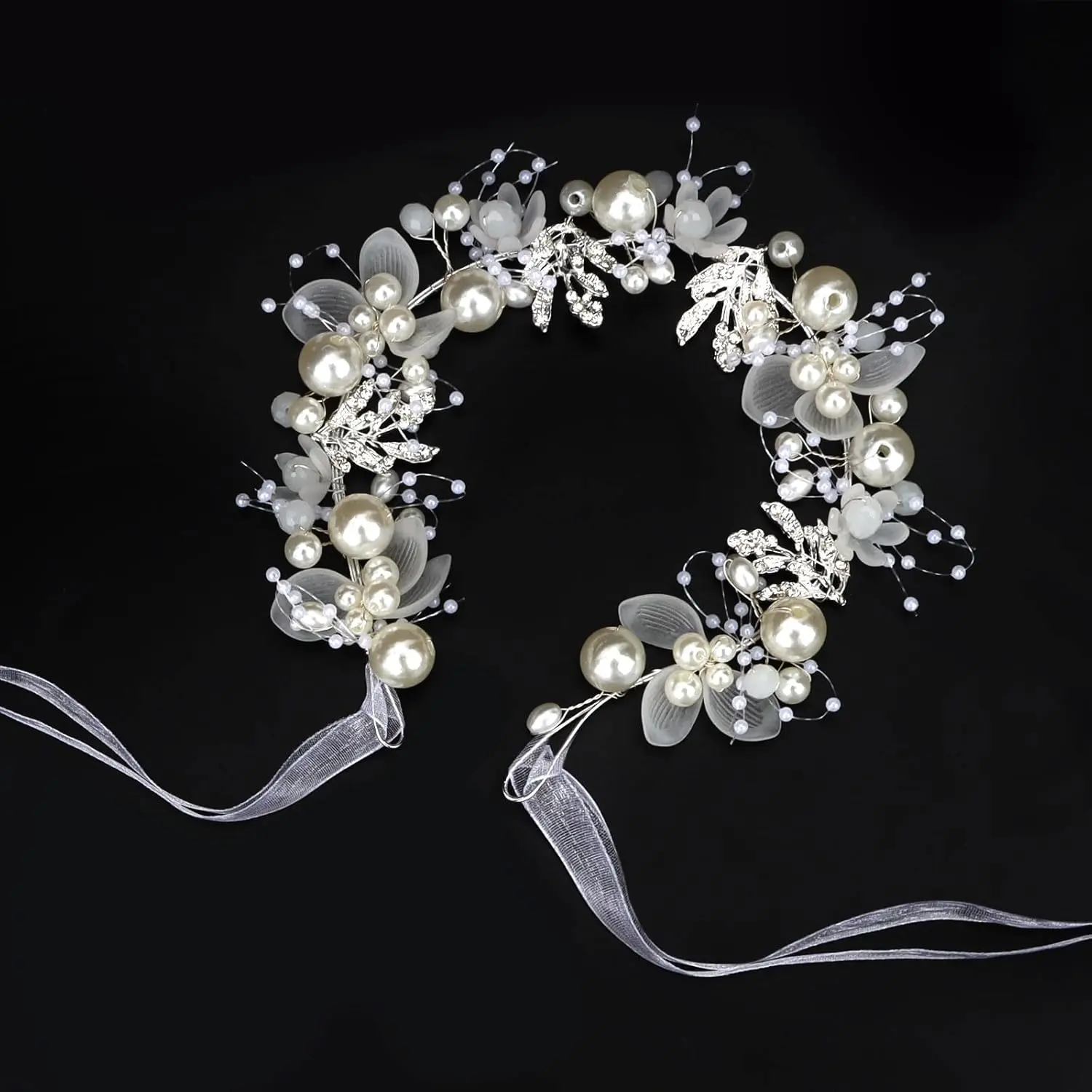 Rhinestone Flower Hairpiece for Girls, Modern Adjustable Tiara Headband, High Quality Alloy First Communion Gift, Female, Synthetic, Ceremony, Cute, 14.17 Inches, Flower Motif, Adjustable Size