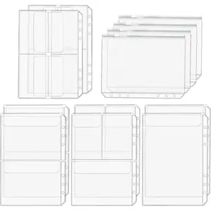 10/20 Pcs Premium Transparent Zipper File Folder A5 Size 6-Hole Binder Insert Suitable for 6-Hole Notebooks Document Storage Pocket File Organizer