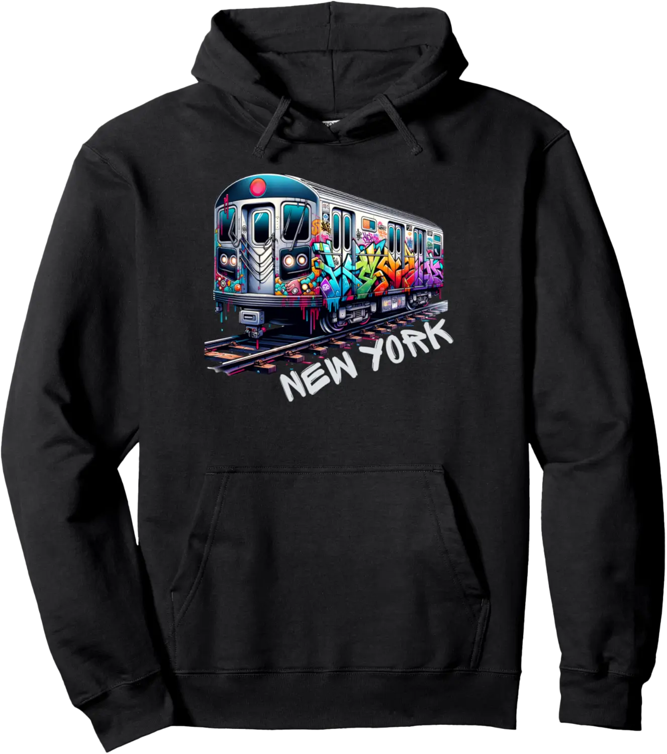 New York train graffiti style, NYC subway car retro vintage Pullover Hoodie - Rubencordov Shop 95B0DL98LQFK