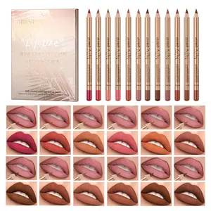 12pcs Lip Liner Set, Lip Liner Pencils, Matte Finish, Rich Pigmentation, Long-Lasting, Non-Fading, Multi-Scene Use, Practical Makeup Essential