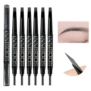 6-Piece Dual-Head Eyebrow Pencil Set, Automatic Retractable Brow Pen with Brush, Waterproof Long-Lasting Natural Precision Makeup