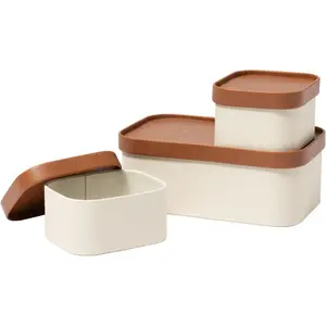 Beige Decorative Storage Boxes With , Storage Baskets with Leather-Like , Sturdy Stackable Paper Boxes Decorative Tray, Modern Basket Organizer Bins for  Shelve Bathroom Bedroom