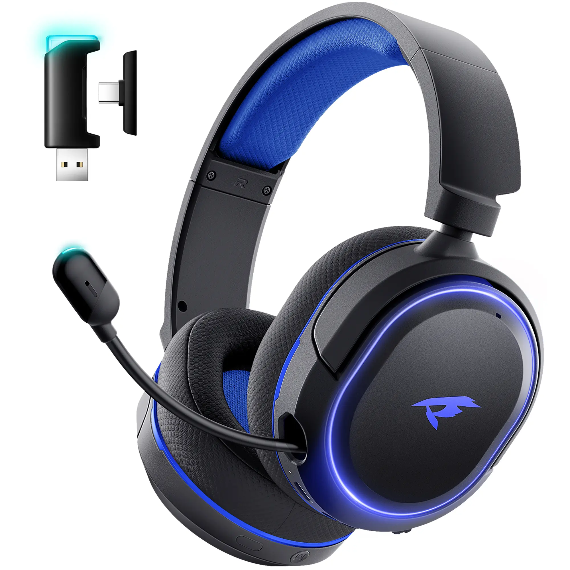 Picun G2 Wireless Gaming Headset with Mic, Wireless Headphones with 7.1 Virtual Immersive Sound, 2.4GHz/Bluetooth 5.4/Wired Connectivity, 5ms Ultra-Low Latency, ENC Noise-Canceling Mic, RGB Lighting, for PC, PS5, PS4