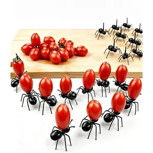 24Pcs Reusable Ant Food Picks, Food Grade Fruit Picks for Bento Box, Appetizer Dessert Toothpicks for Birthday Halloween Christmas Party, Bar & Pub Decor