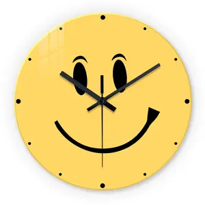 Cartoon Smiley Wall Clock, Analog Clock, Decorative Clock, Funny Wall Clock, 10-14 Inch Silent Quartz Movement, Aa Battery Operated, Ideal for Living Room Bedroom Office Decor