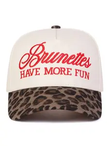 1 pc Men's "BRUNETTES HAVE MORE FUN" Baseball Cap, Funny Quote Snapback, Fashion 5-Panel Hat, Outdoor Adjustable Casual Cap, Suitable for Spring and Autumn Outings, Travel, Beach Parties, Casual Trendy Hat