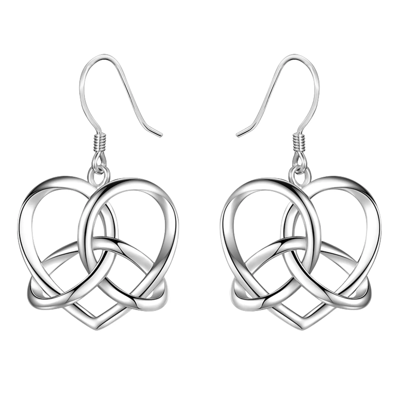 Celtic Knot Earrings Heart Love Triquetra Trinity Knot Earrings Irish Silver Jewelry Gifts for Women Men Him Her Anniversary Birthday Christmas Valentine's Day Mother's Day Graduation Daily Wedding Engagement Faith Believer