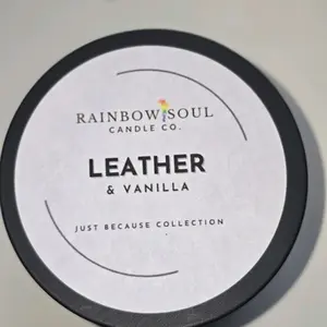 Leather and Vanilla Scented  Soy Candle - Home Decor Aroma