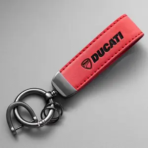 Luxury Metal Leather Motorcycle Keychain for Ducati Monster Panigale Series, Durable & Stylish Accessory for Men & Women